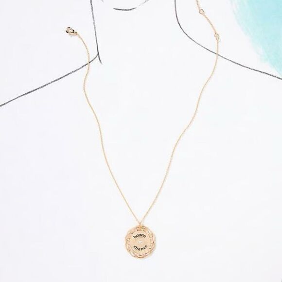 Anthropologie Circular Gold Pendant with Hearts. - Picture 3 of 4